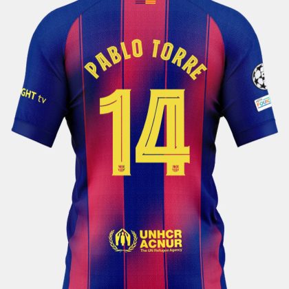 Barcelona Home PABLO TORRE 14 Champions League Jersey 25-26