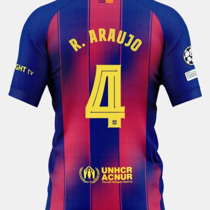 Barcelona Home R. ARAUJO 4 Champions League Jersey 25-26