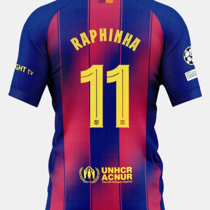 Barcelona Home RAPHINHA 11 Champions League Jersey 25-26